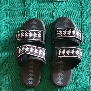 Kappa Black and White Slip-On Sandals